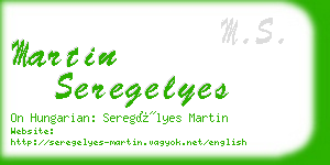 martin seregelyes business card